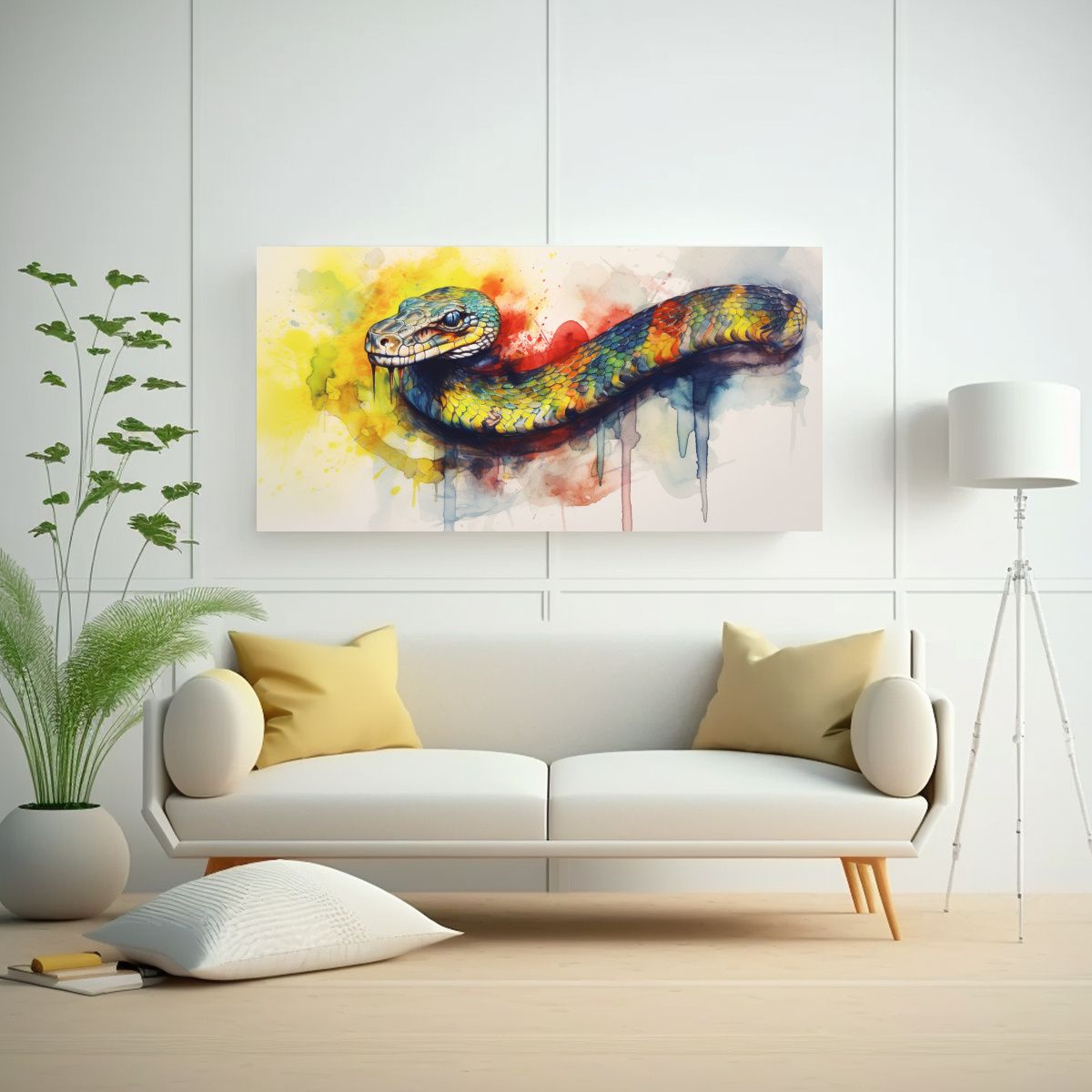 GENERICO - Pintura Surrealista De Cobra En Acuarelas 140x70 Cm