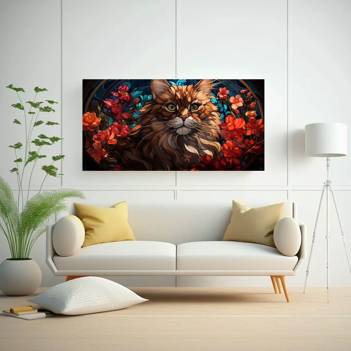 GENERICO - Pintura Digital Estilo Vitral De Ventana Con Gama 120x60 Cm