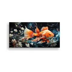 GENERICO - Cuadro Acuática De Peces Dorados En Estilo 140x70 Cm