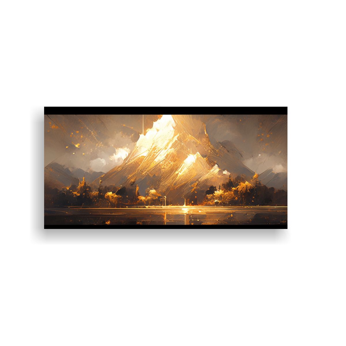 GENERICO - Pintura Abstracta De Paisaje Con Colores Dorados 140x70 Cm