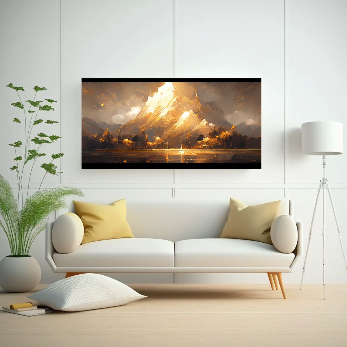 GENERICO - Pintura Abstracta De Paisaje Con Colores Dorados 140x70 Cm