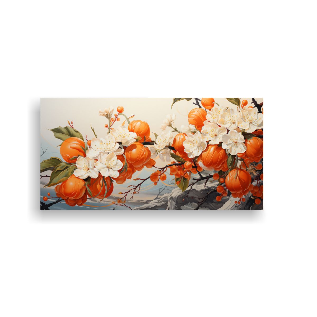 GENERICO - Pintura Decorativa De árboles Frutales En Tonos 120x60 Cm