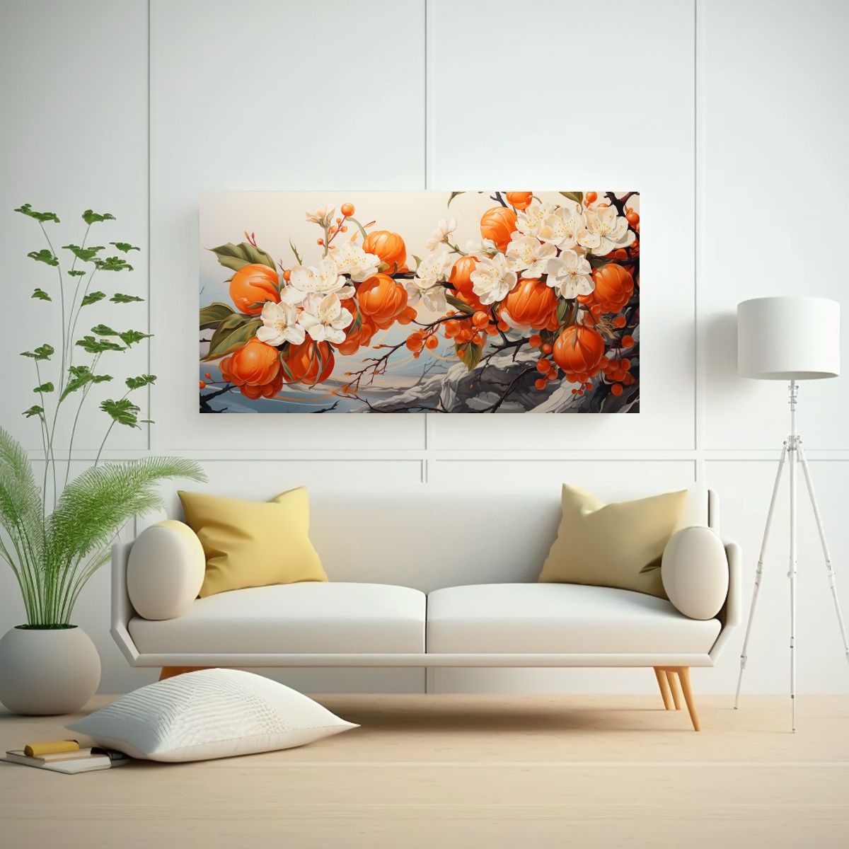 GENERICO - Pintura Decorativa De árboles Frutales En Tonos 120x60 Cm