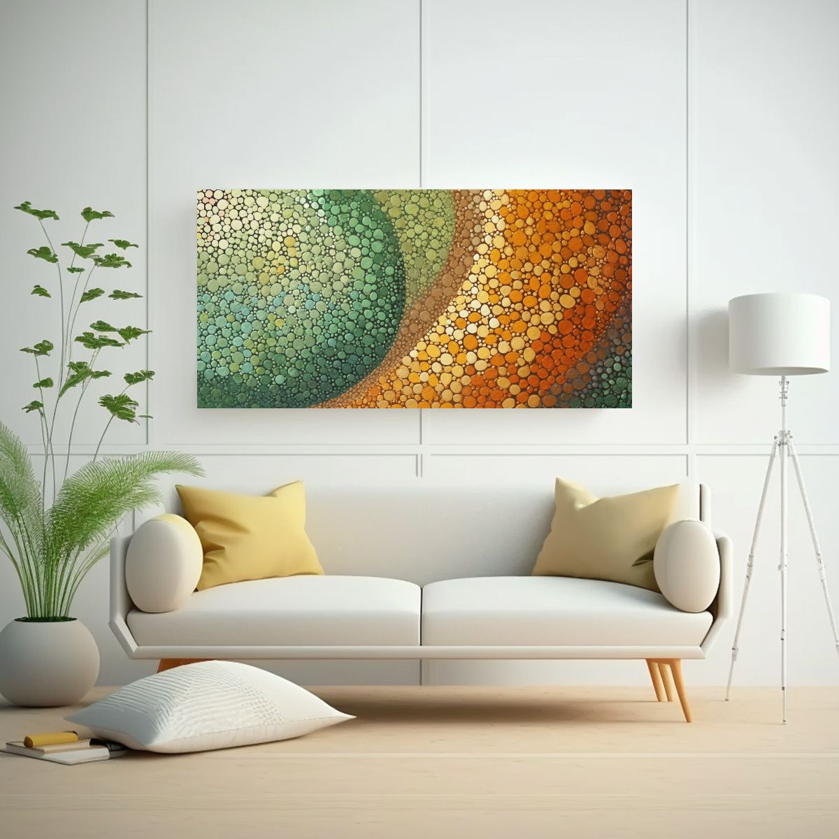 GENERICO - Pinturas Decorativas Estilo Puntillismo En Verde 140x70 Cm