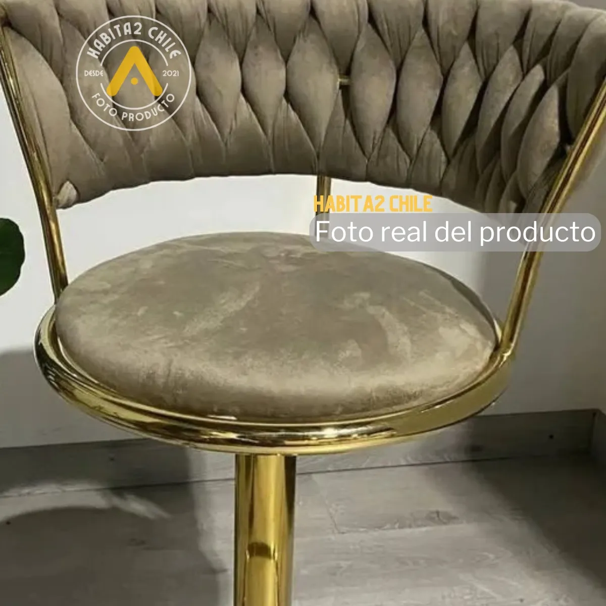 HABITA2 CHILE - Taburetes terciopelo beige base dorada Queen