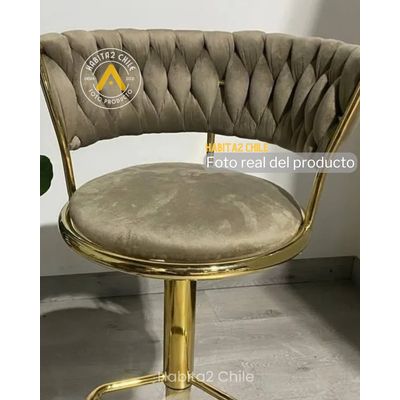 Imagen 2 del producto Taburetes terciopelo beige base dorada Queen