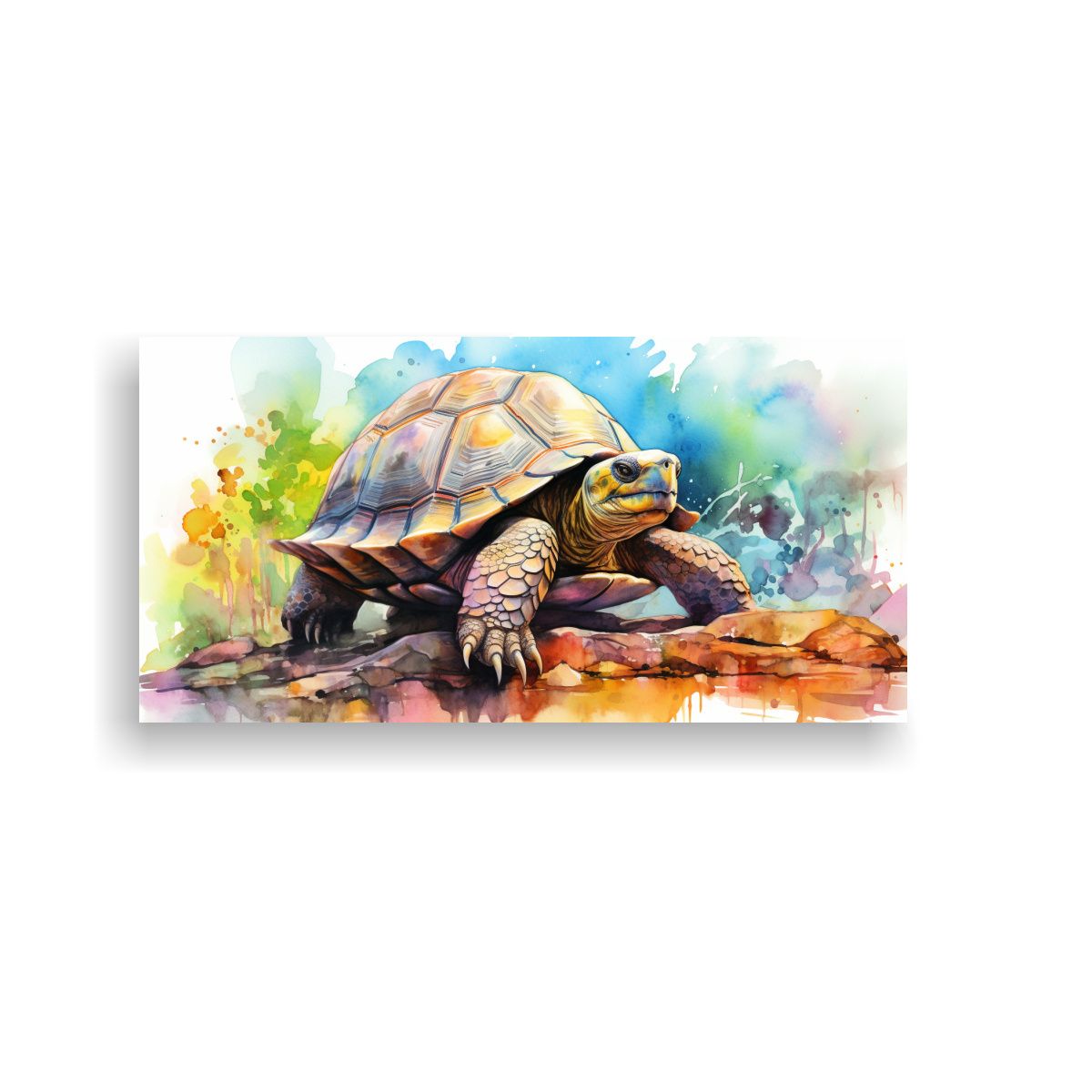 GENERICO - Pintura Estilo Acuarela Tortuga Colorida 120x60 Cm.