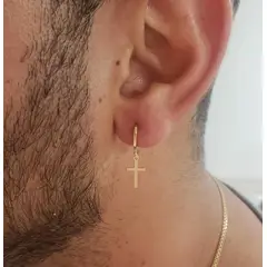 GENERICO - Aros Candonga Cruz Oro Laminado 18K