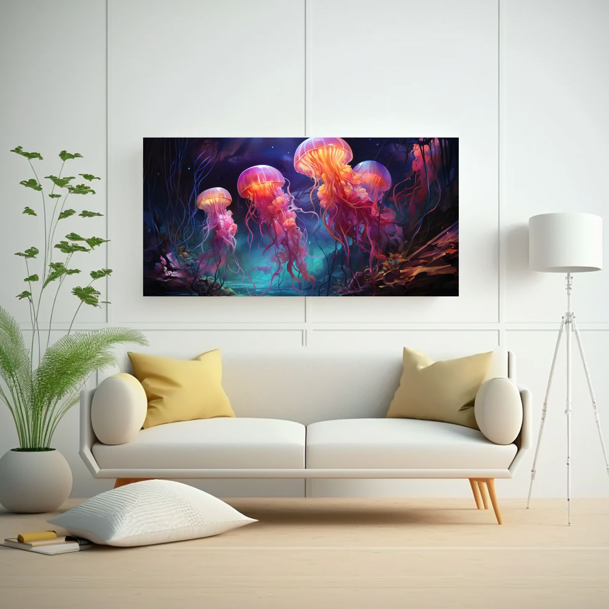 GENERICO - Pintura Abstracta Alegre De Una Medusa En Estilo 140x70 Cm