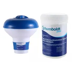 HUMBOLT - Dosificador Flotante Piscinas + Tabletas Cloro Tripleaccion