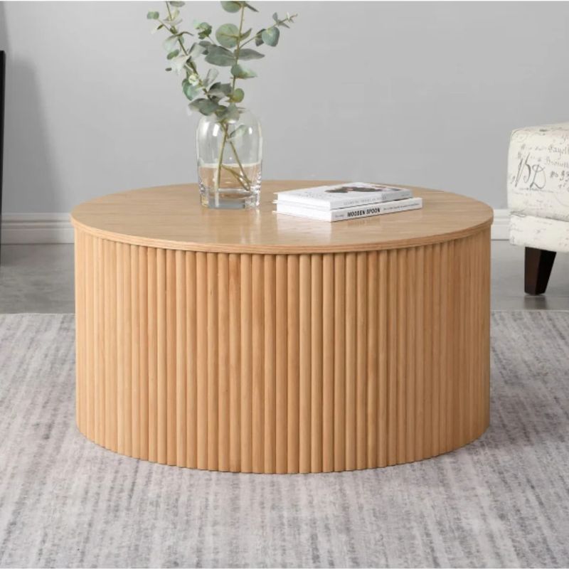 PANDALINO - Mesa de Centro Redonda Aurora D80 cm - Madera Natural