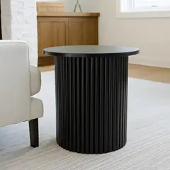 PANDALINO - Mesa Auxiliar Redonda Karla D47 cm - Madera Negra