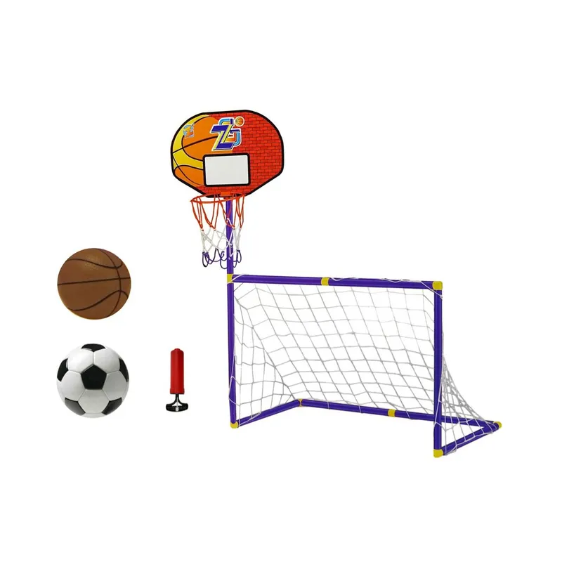 GENERICO - Arco Portería De Futbol 2 En 1 Canasta De Basquetbol Niño Azul