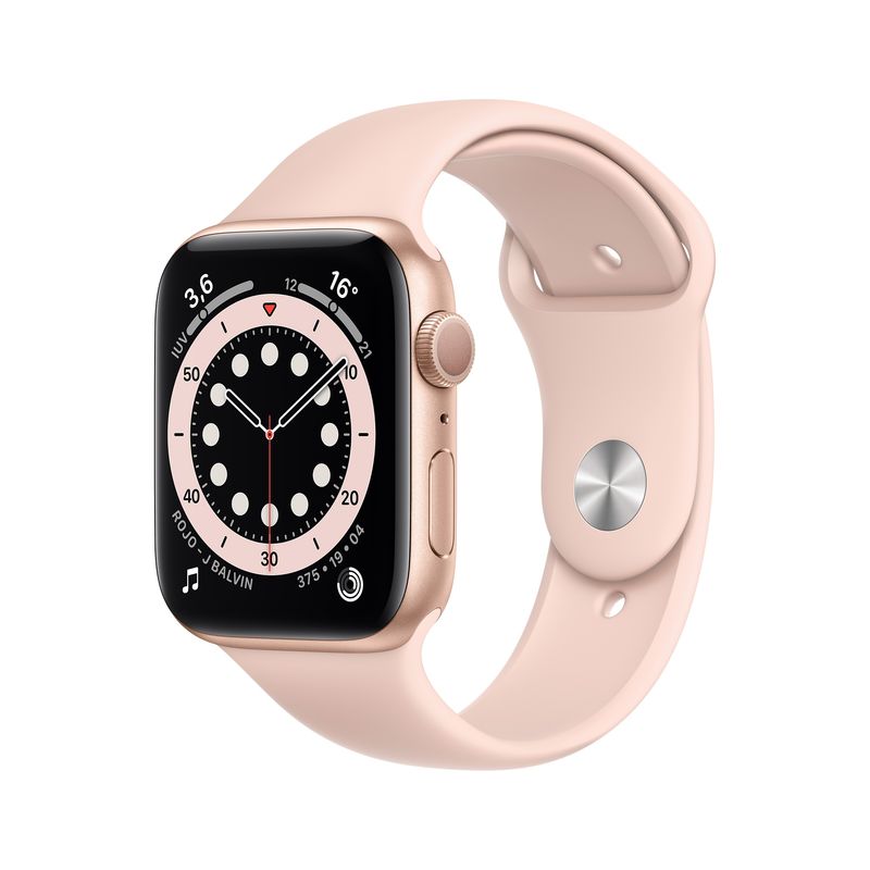 APPLE - Apple Watch series 6 (44mm, GPS) - Caja aluminio color oro - Correa deportiva rosa arena
