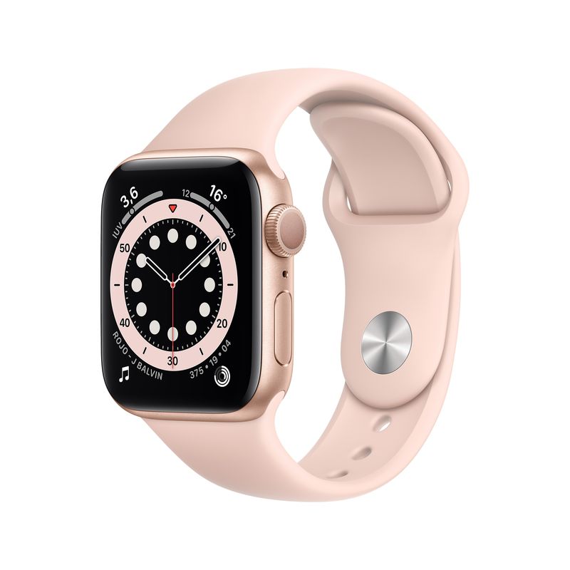 APPLE - Apple Watch series 6 (40mm, GPS) - Caja aluminio color oro - Correa deportiva rosa arena