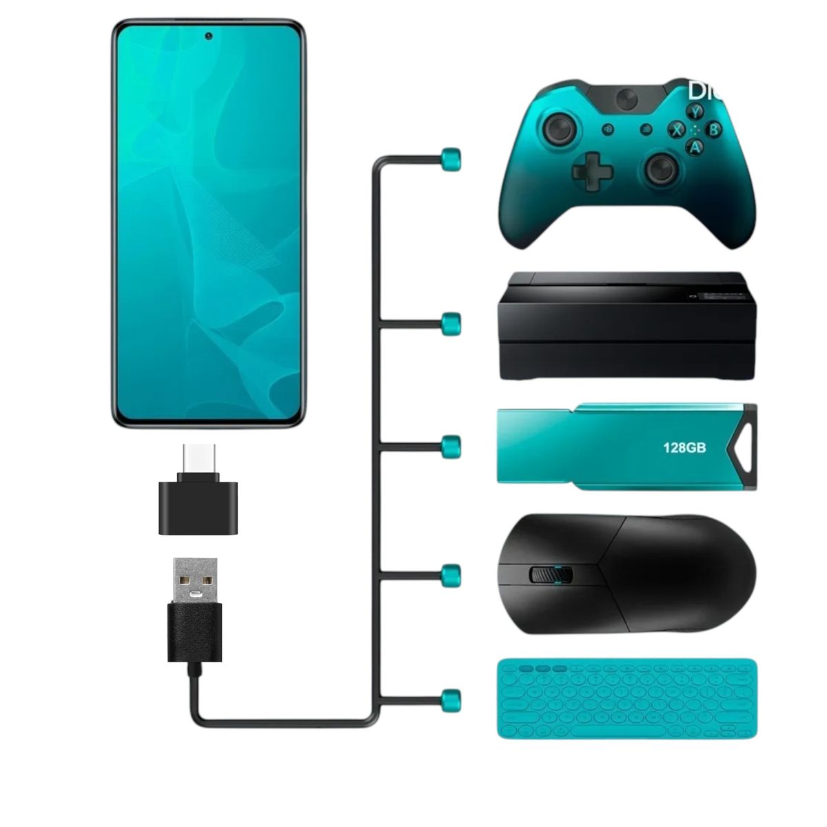 OEM - Adaptador OTG  USB-C A USB Multiplataformas Smartphone y PC