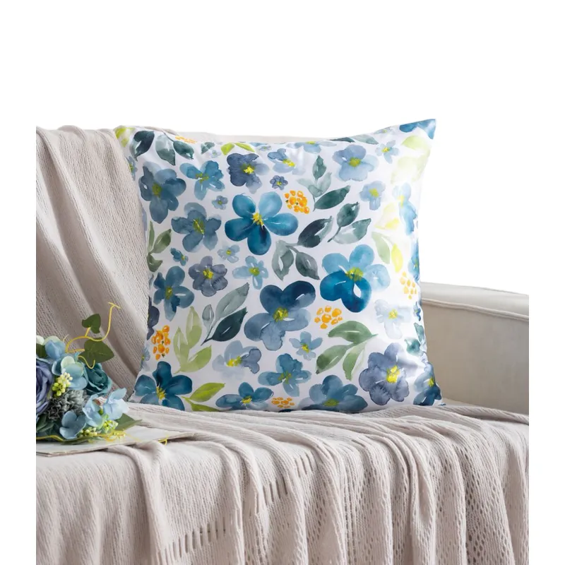 GENERICO - Fundas De Cojin De Seda Floreado Pack 4 Unidades 45x45cm