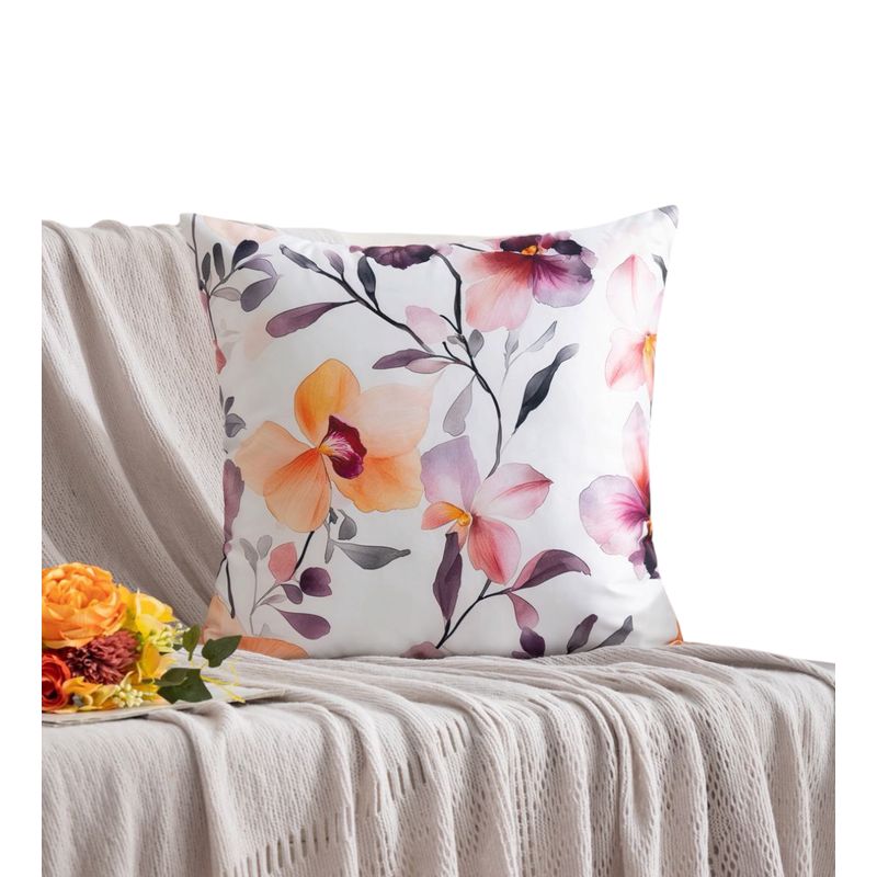GENERICO - Fundas De Cojin De Seda Floreado Pack 4 Unidades 45x45cm