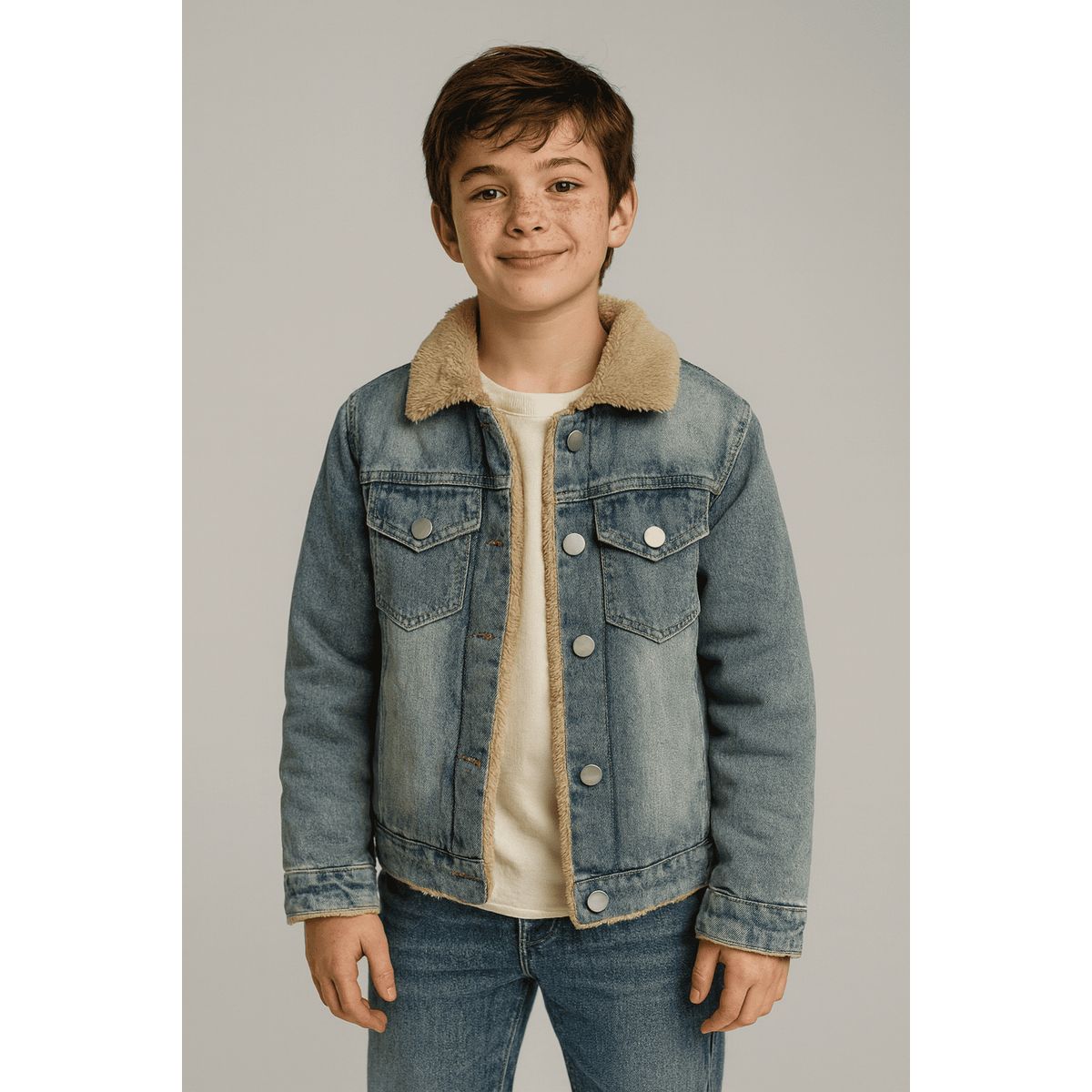 KIBOU - Chaqueta Jean Sherpa Térmica Unisex Infantil