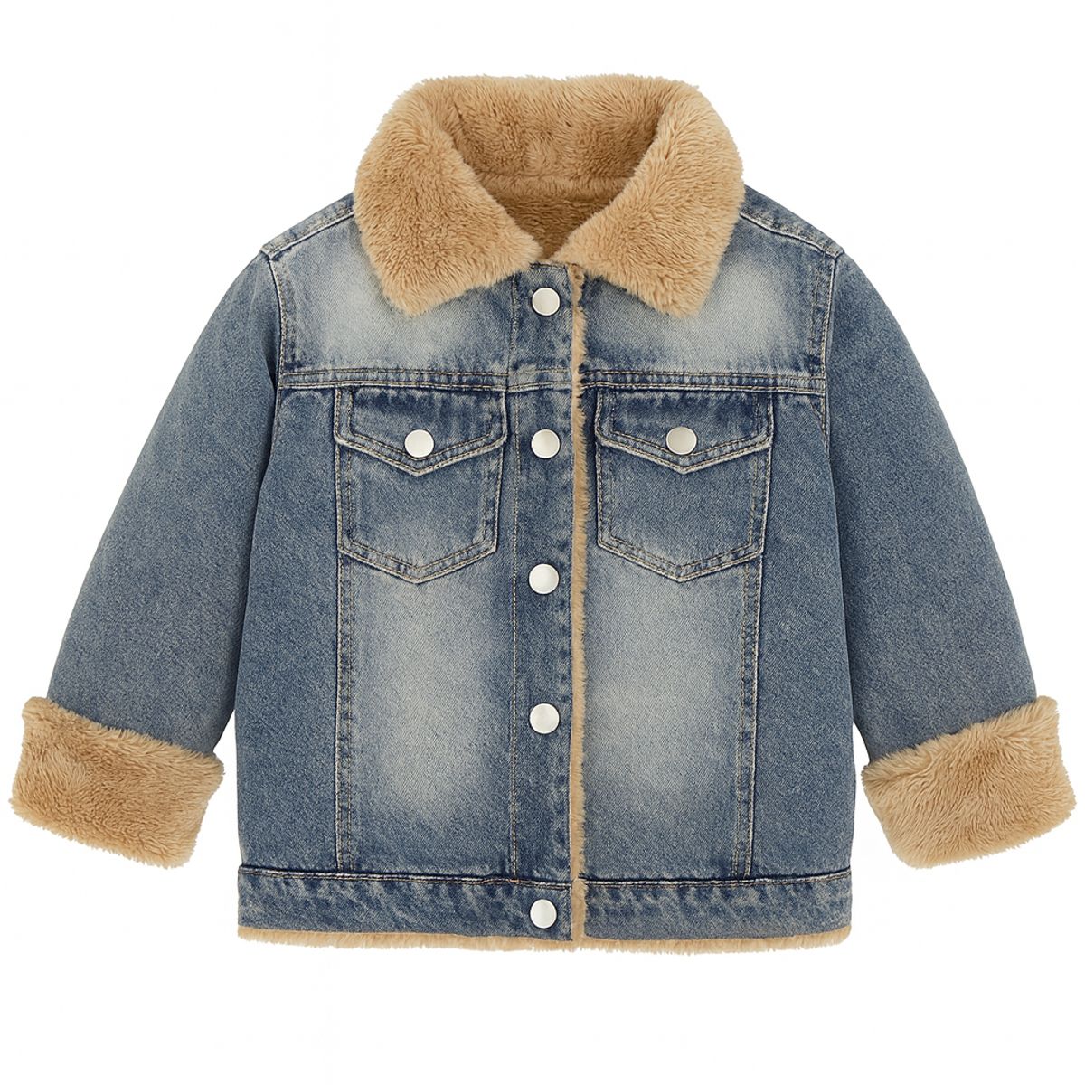 KIBOU - Chaqueta Jean Sherpa Térmica Unisex Infantil