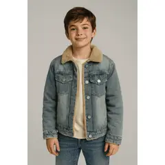 KIBOU - Chaqueta Jean Sherpa Térmica Unisex Infantil
