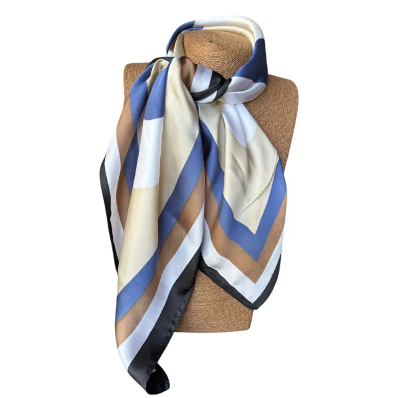 MAXO - Pañuelo de Seda de Sarga Mujer 70x70 MAXÓ Blue