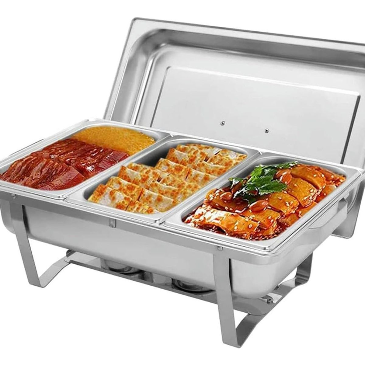 ANYHOGAR - Chafer Bufetera Triple Vaporeras Cacerola Acero Inoxidable