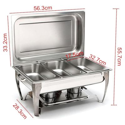 Imagen 2 del producto Chafer Bufetera Triple Vaporeras Cacerola Acero Inoxidable