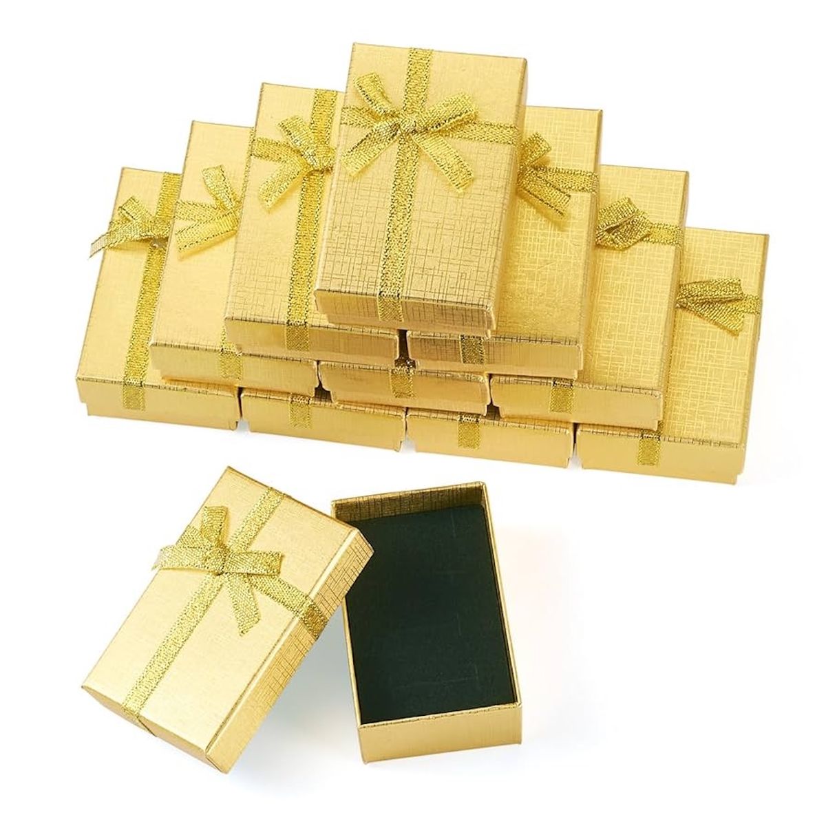 GENERICO - Pack 12 Cajas De Regalo Para Joyería Dorada