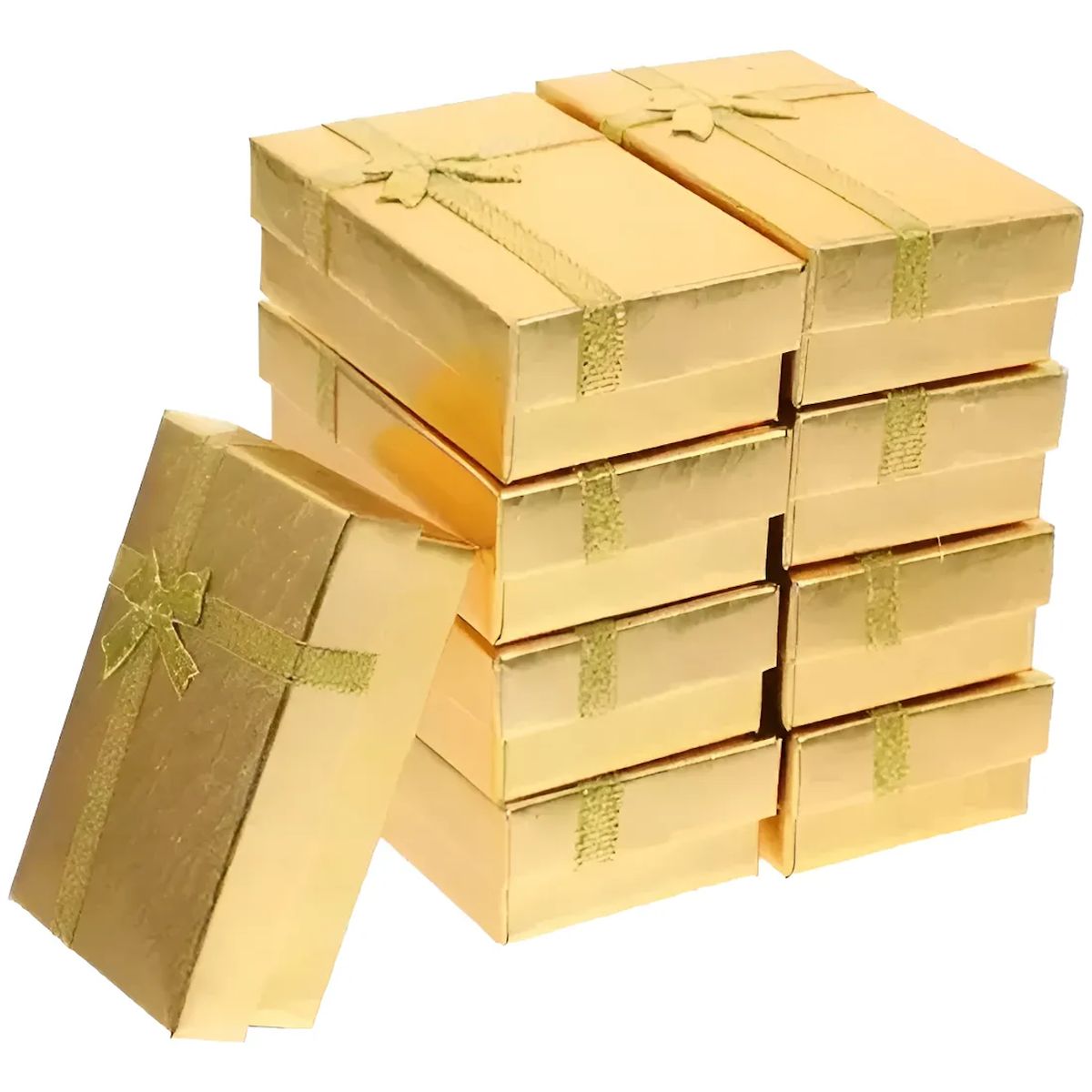GENERICO - Pack 12 Cajas De Regalo Para Joyería Dorada