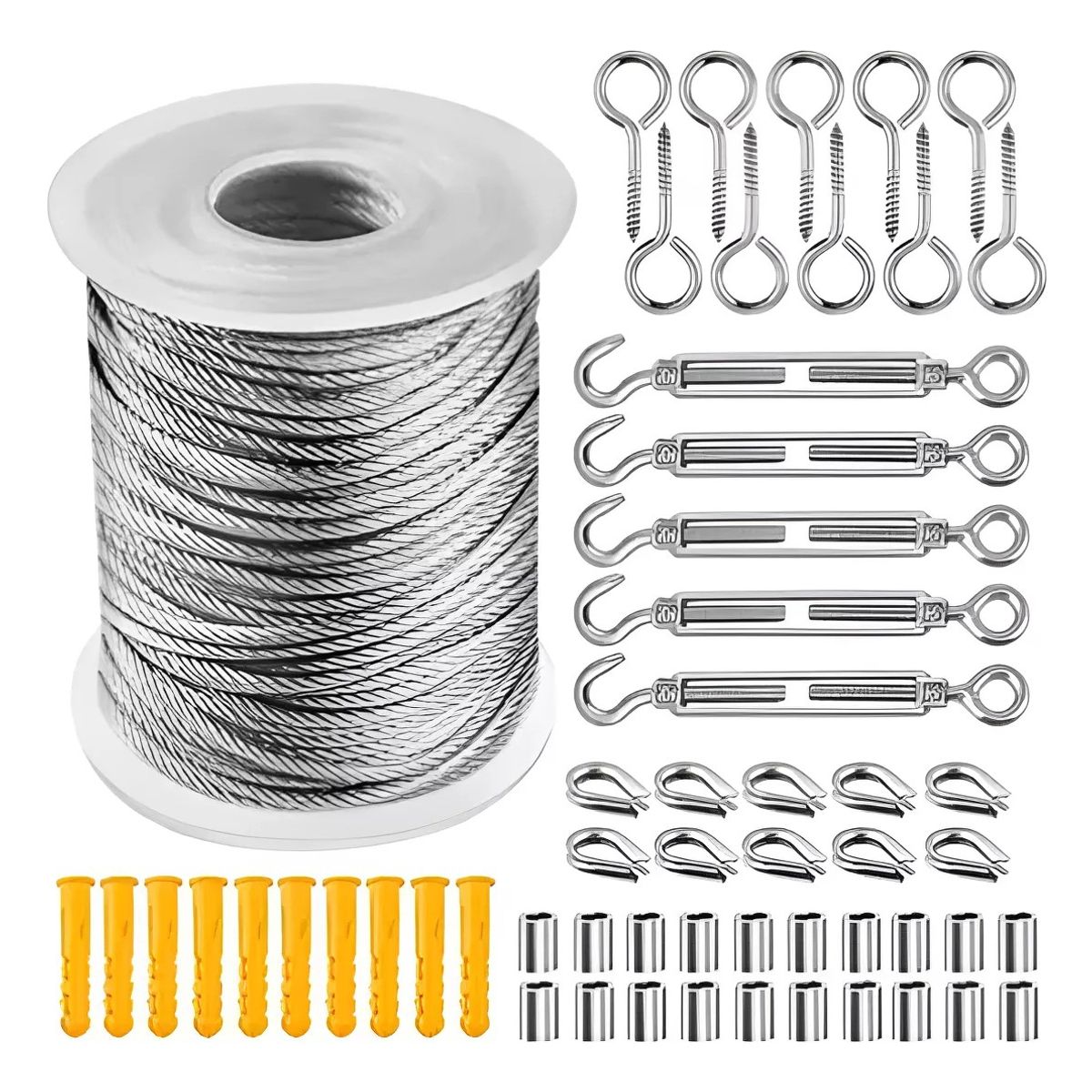 U BUY - Kit De Cable Tensor De Acero De 30m Gancho Galvanizado