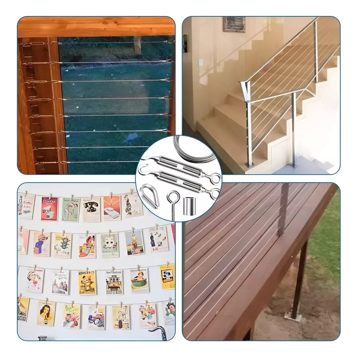 U BUY - Kit De Cable Tensor De Acero De 30m Gancho Galvanizado