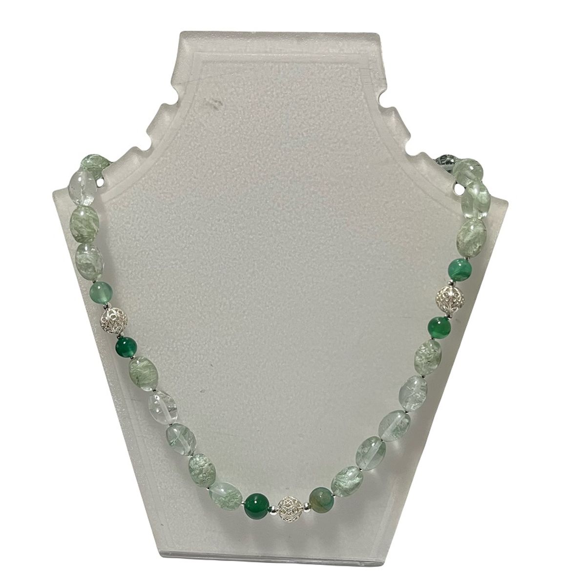 TAETHAI - Collar de piedras naturales y plata 925 (Cuarzo Fantasma)