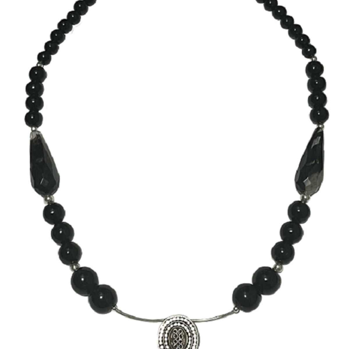 TAETHAI - Collar de plata 925 con piedras Ónix negro