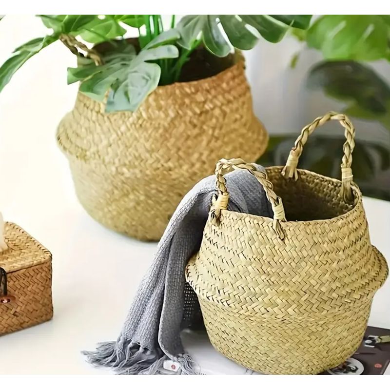 GENERICO - Set Canasto Para Plantas Con Asas Boho Artesanal