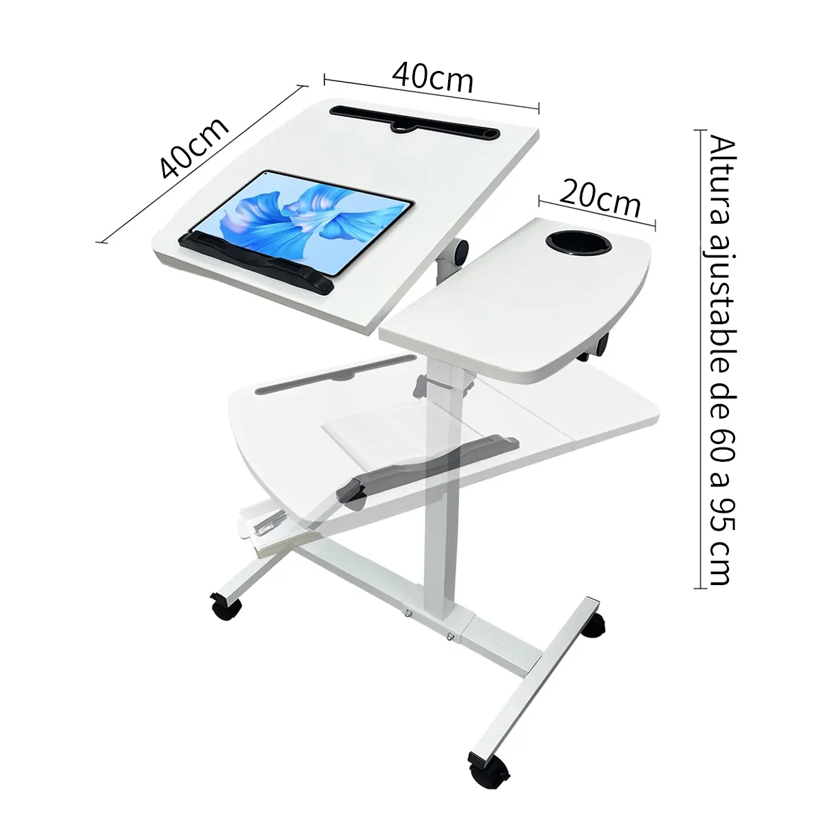 ATURE - Mesa Elevable Móvil Para Portátil Mesilla De Noche