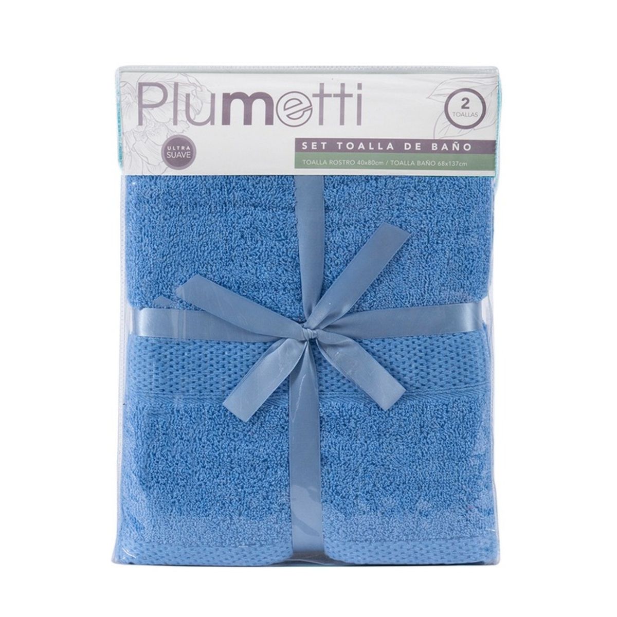 PLUMETTI - SET 2 TOALLAS COLORIX 380 GRS  AZUL  PLUMETTI