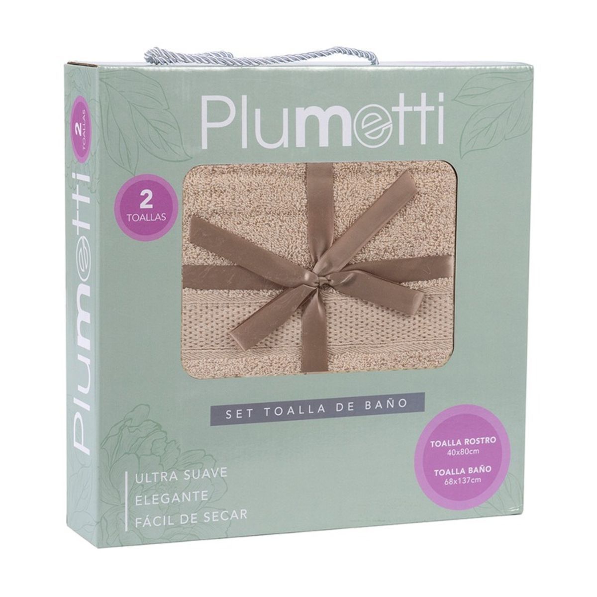 PLUMETTI - SET 2 TOALLAS COLORIX 380 GRS CAJA  TAUPE  PLUMETTI