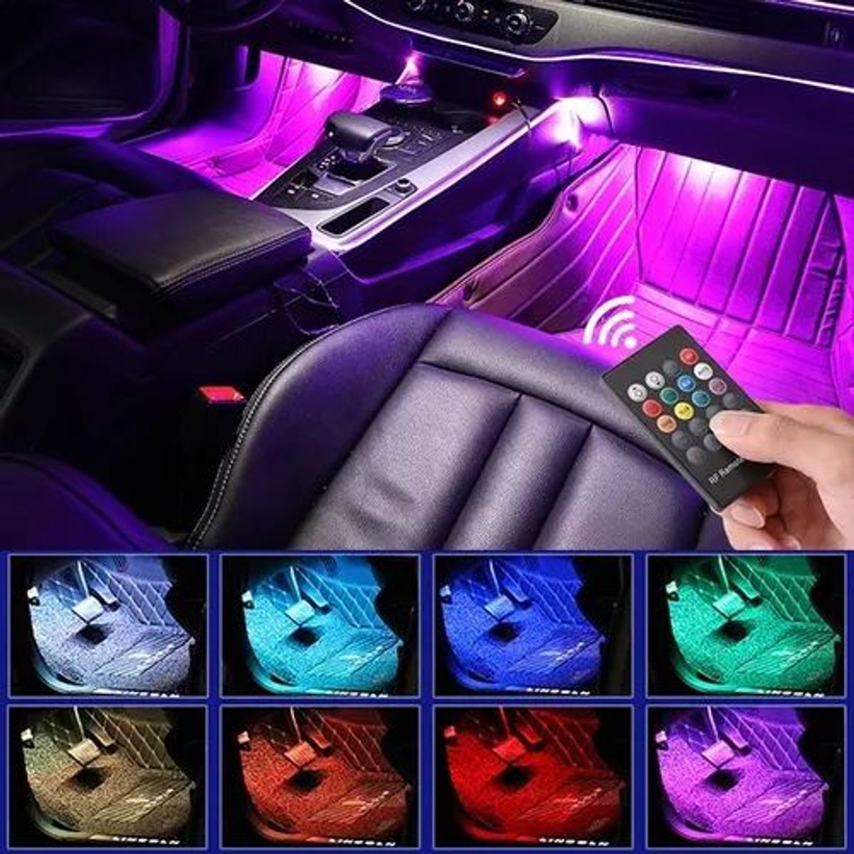 ATURE - 4 Tiras Led Luz Piso Interior Auto + Control Ritmico / R&c