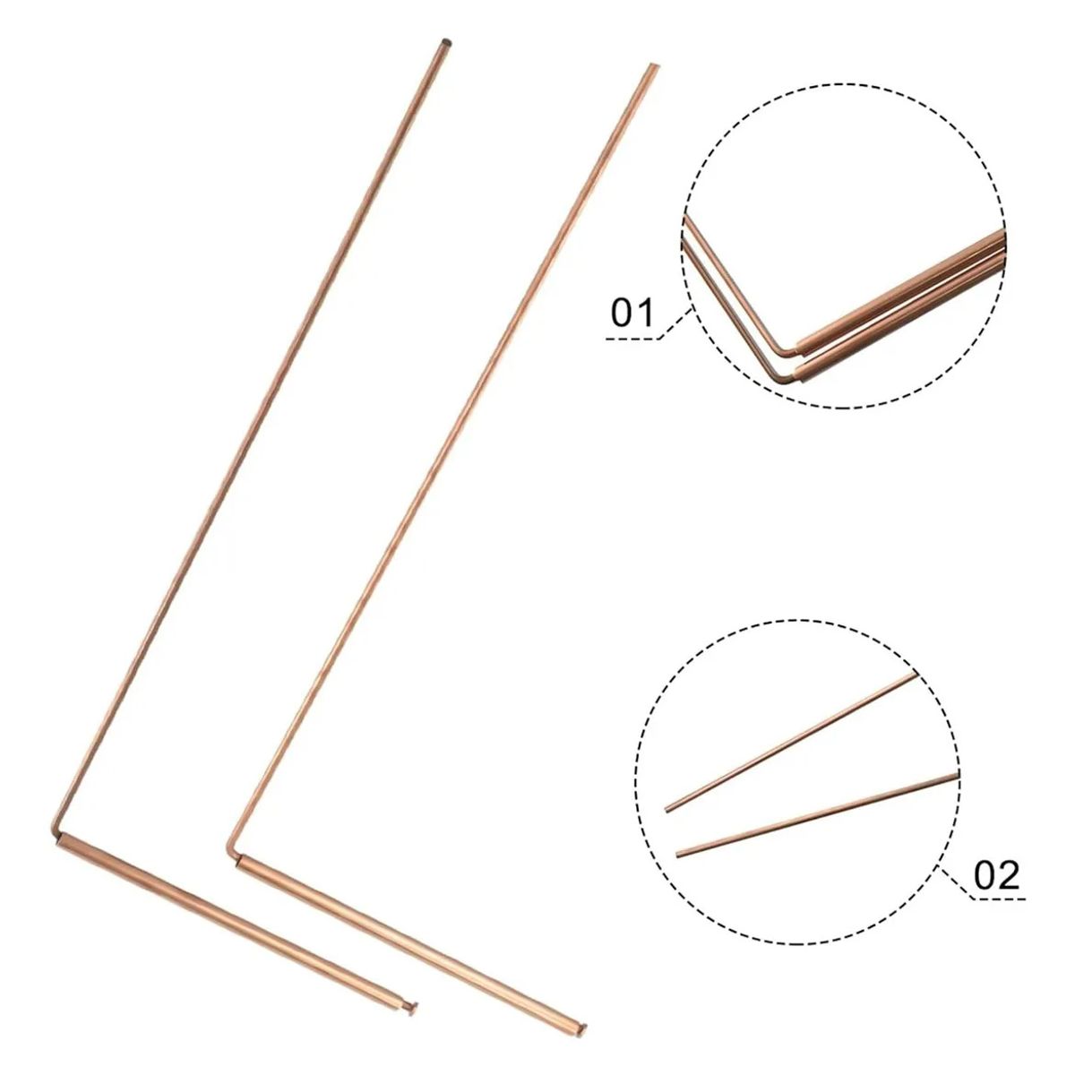 KUANGYE - Set De 2 Profesional Varillas De Radiestesia En L - Metal