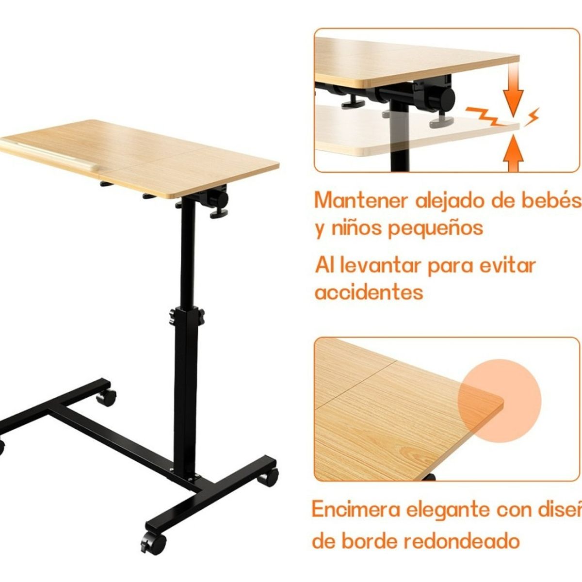 ANYHOGAR - Muebles Mesas Plegables Escritorio Madera Oficina Con Rueda