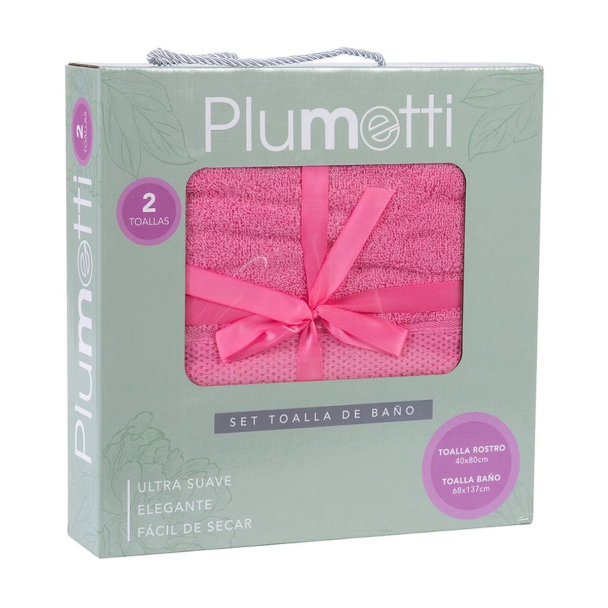 PLUMETTI - SET 2 TOALLAS COLORIX 380 GRS CAJA  FUCSIA  PLUMETTI