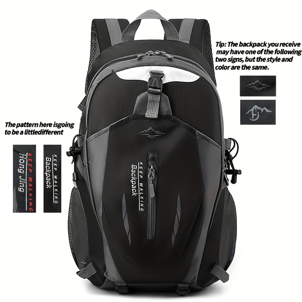 VATYERTY - 1 bolsa montañismo ligera nailon transpirable de gran capacidad Negro