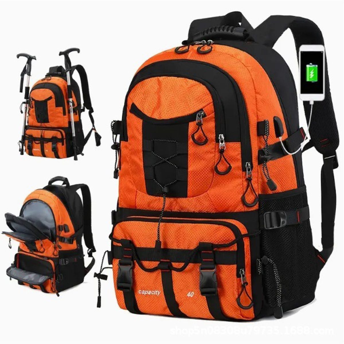 VATYERTY - Mochila de viaje multifuncional de gran capacidad Naranja