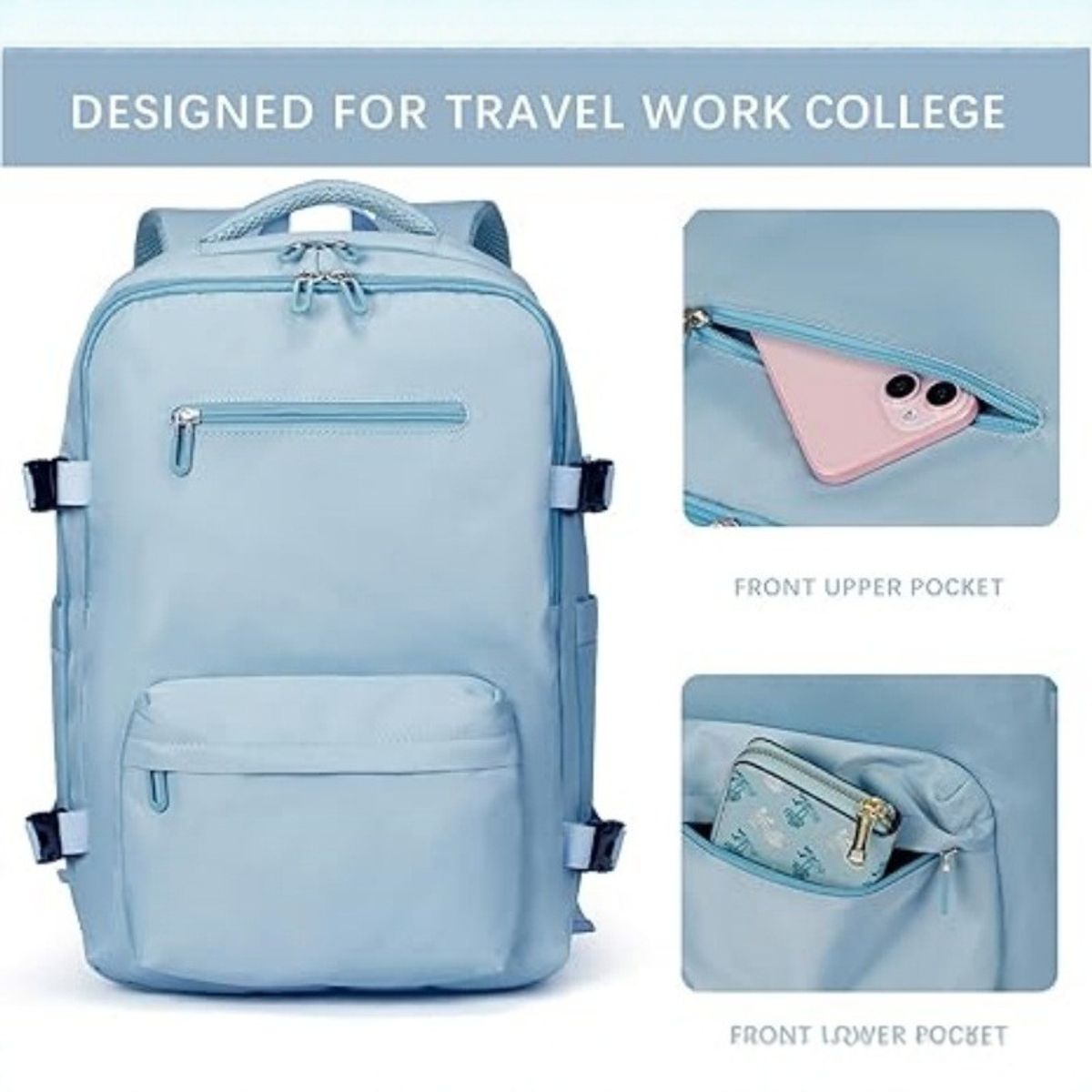 VATYERTY - Mochila de viaje para portátil para mujer y hombre Azul