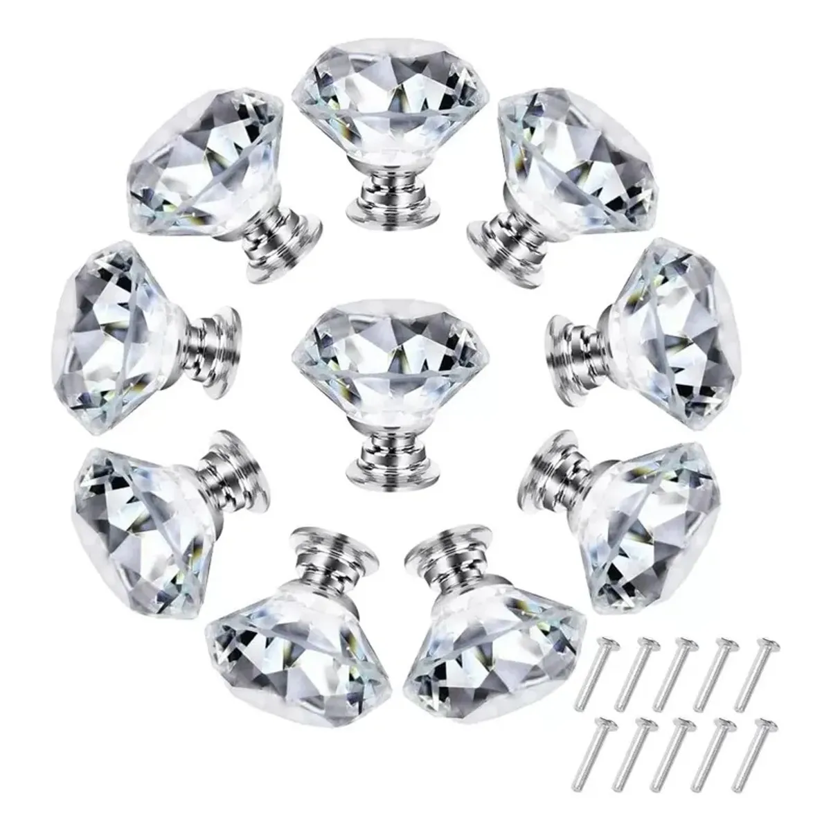 GENERICO - 15 Perillas Jaladera De Cristal En Forma De Diamante