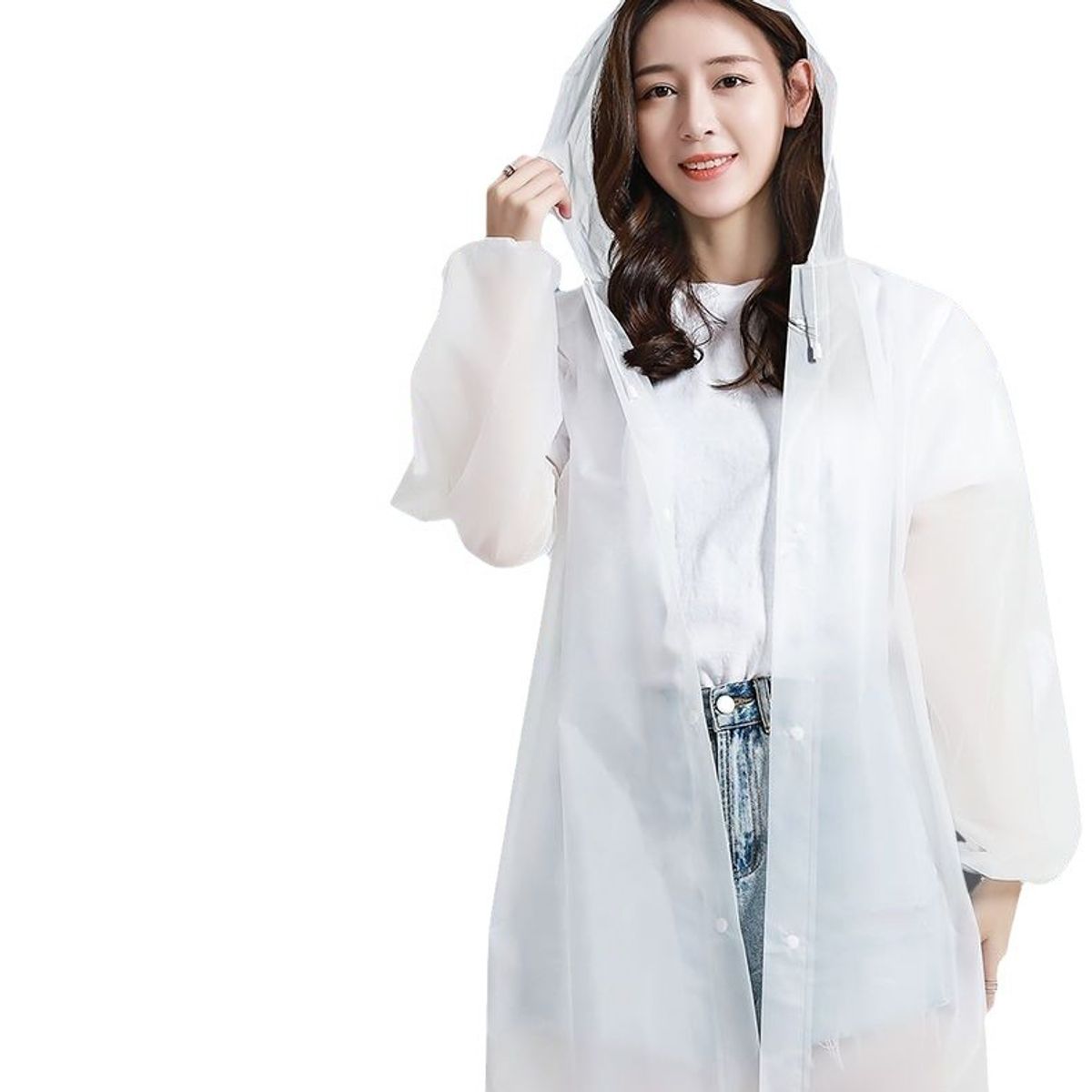 VATYERTY - Impermeable unisex con capucha y botones blanco