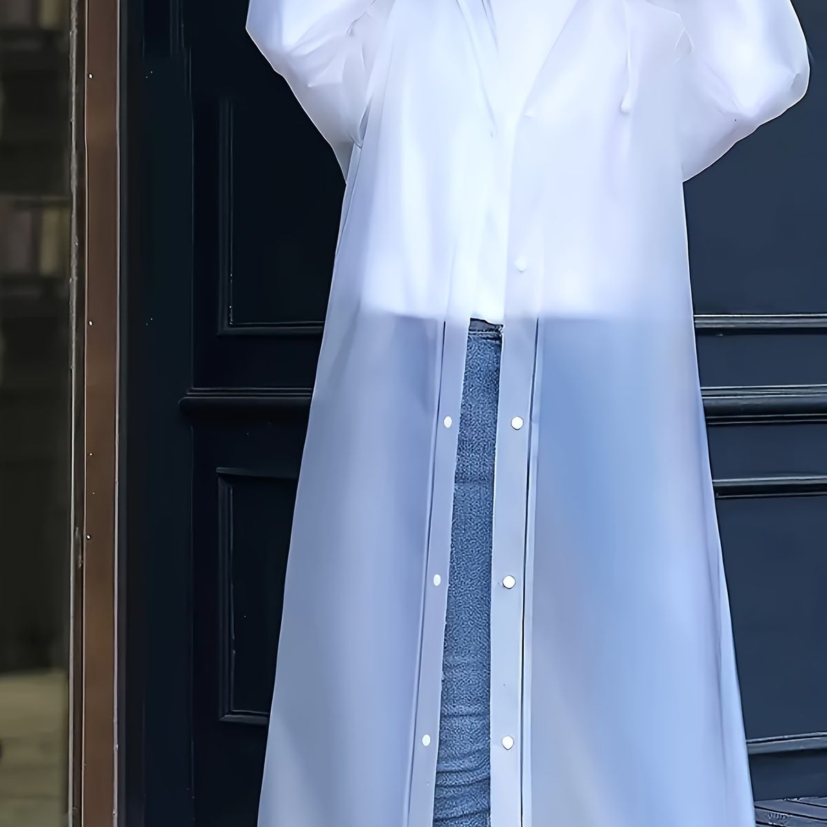 VATYERTY - Impermeable unisex con capucha y botones blanco