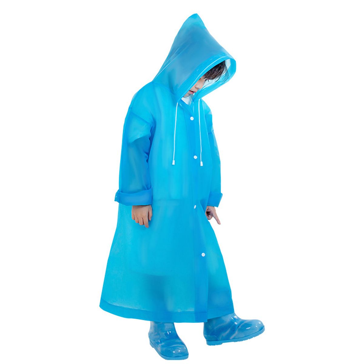 VATYERTY - Chubasquero de EVA con capucha para niños portátil de manga larga azul