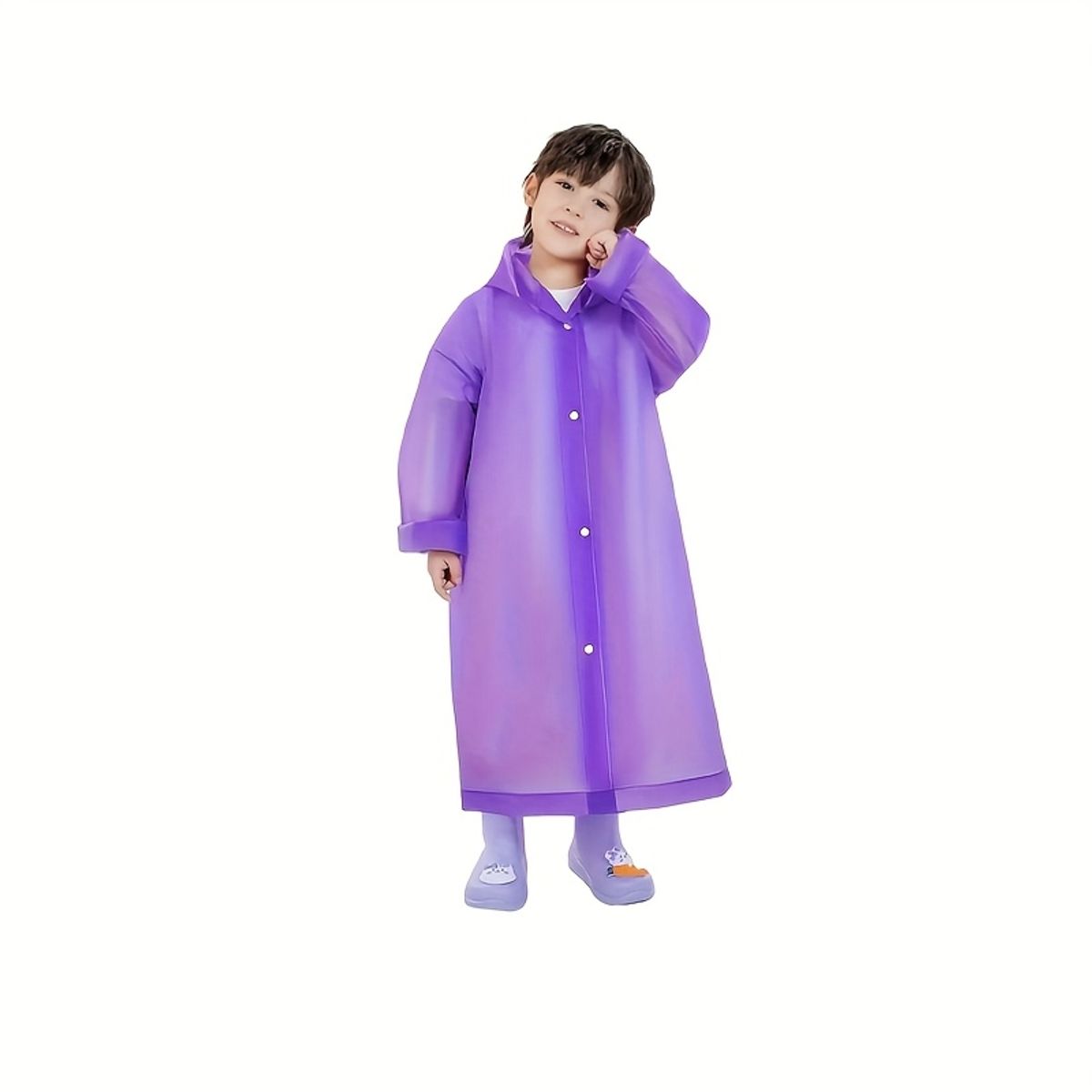VATYERTY - Chubasquero de EVA con capucha para niños portátil de manga larga Morado